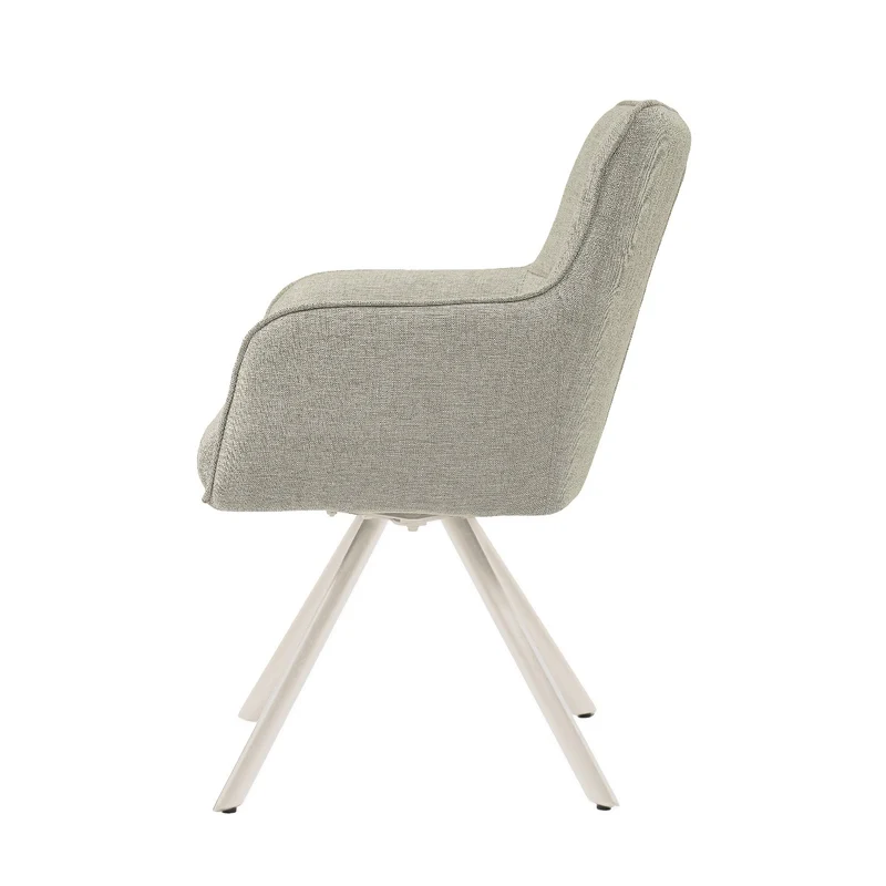 Stuhl beige Stuhlbeine drehbar, Esszimmerstuhl Farbe beige-Sand, Stuhl Federkern, Breite 62 cm
