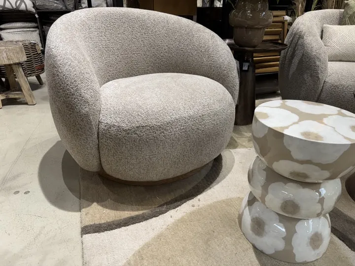 Sessel grau-beige, drehbarer Sessel, Breite 87 cm