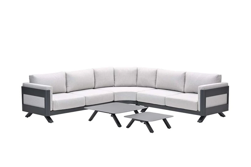 Gartencouchtisch anthrazit Metall, Couchtisch Aluminium anthrazit, Maße 86x86 cm