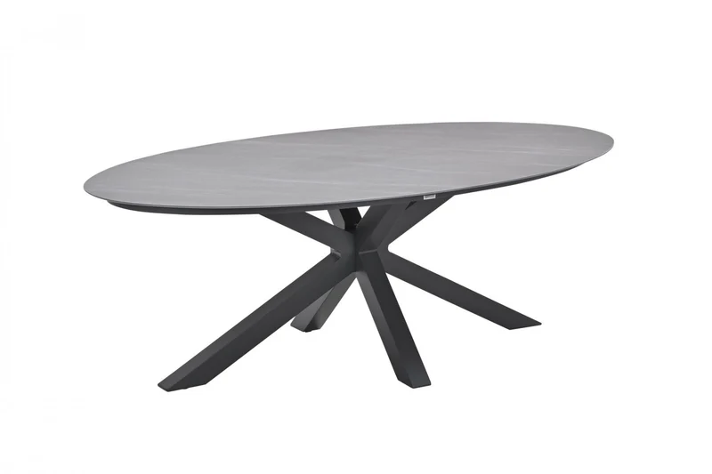 Gartentisch oval grau, Gartentisch Keramik-Verbundstoff anthrazit, Länge 230 cm