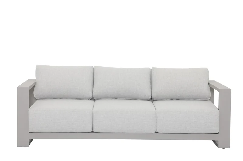 Gartensofa taupe Metall, Gartenbank taupe Aluminium-Gestell, Breite 226 cm
