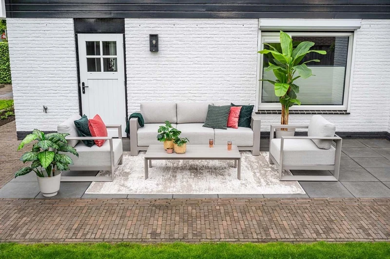 Gartensessel taupe Metall, Gartensessel Aluminium-Gestell taupe, Breite 91 cm