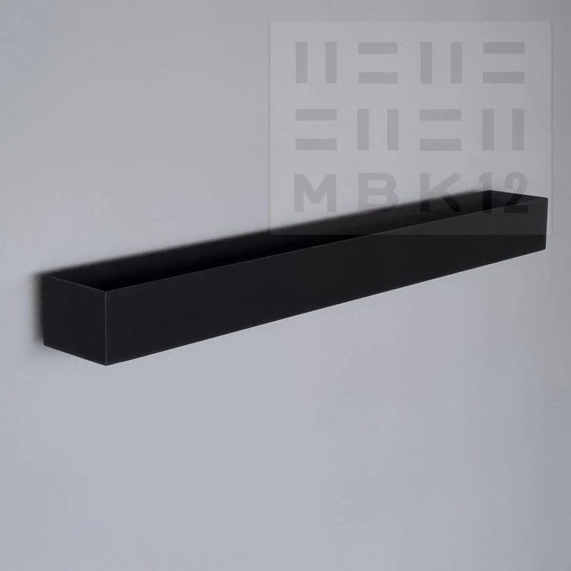 schmale Wandkonsole massive Eiche schwarz 96cm vier Tabletts