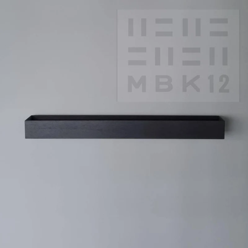 schmale Wandkonsole massive Eiche schwarz 96cm vier Tabletts