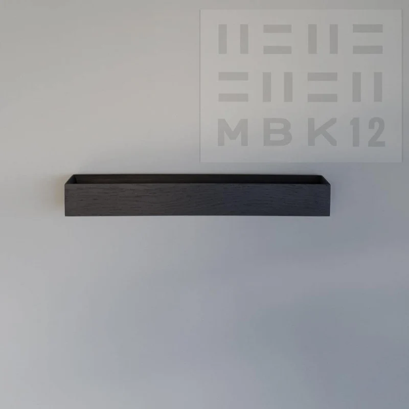 schmale Wandkonsole massive Eiche schwarz 72cm drei Tabletts