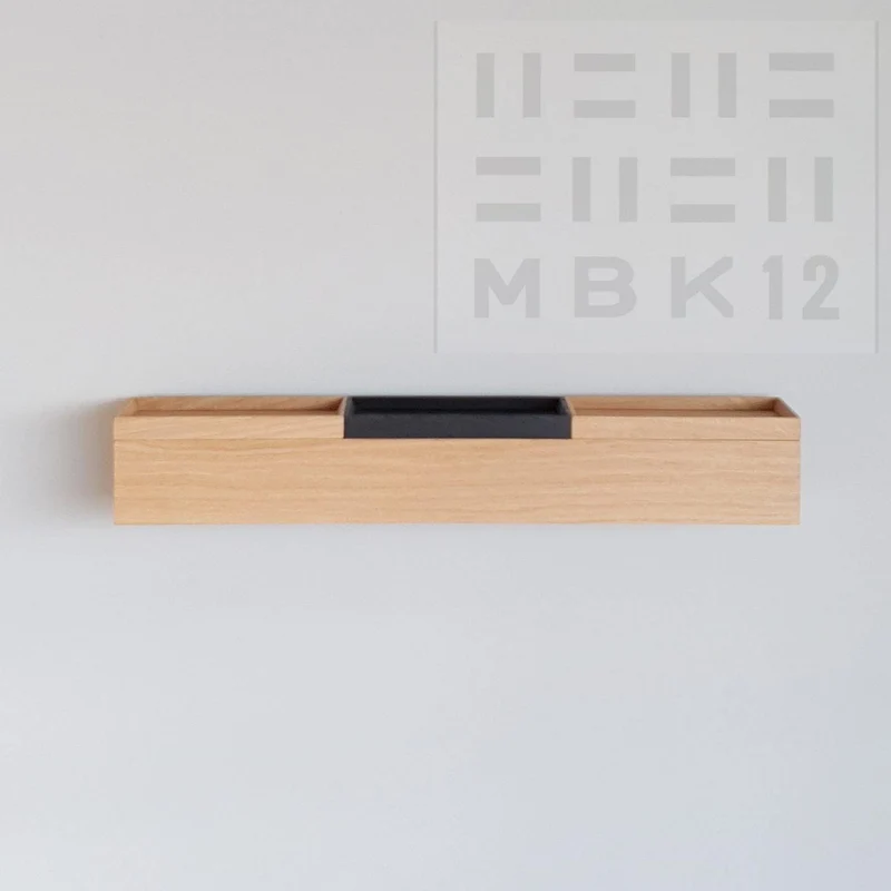 schmale Wandkonsole massive Eiche natur 72cm drei Tabletts