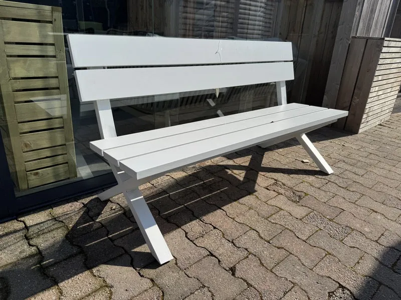 Gartenbank weiß Aluminium, Metall Gartenbank Alu, Breite 160 cm