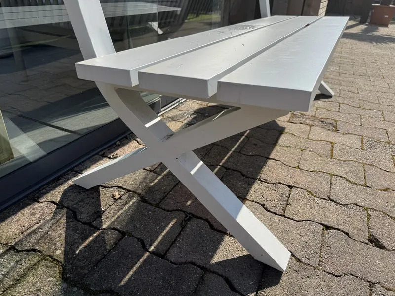Gartenbank weiß Aluminium, Metall Gartenbank Alu, Breite 160 cm