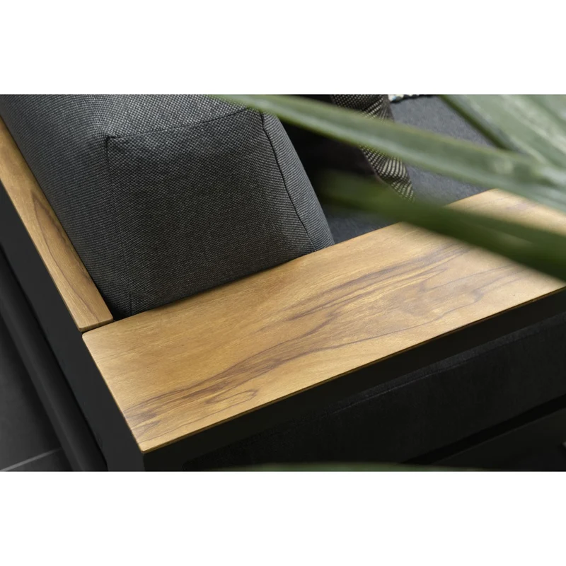Gartensessel anthrazit-Holzoptik Metall, Gartensessel Aluminium-Gestell anthrazit, Breite 91 cm