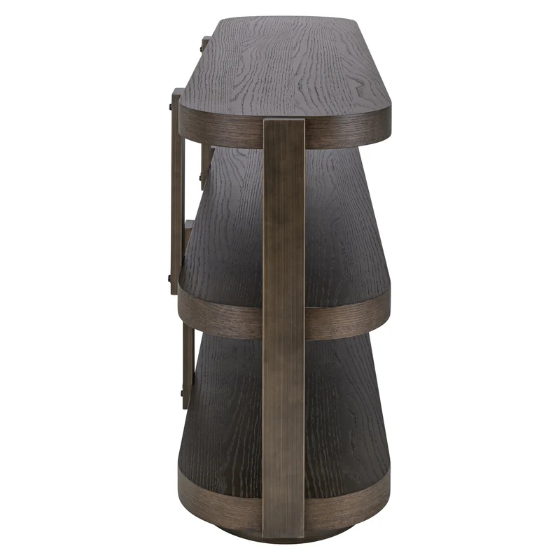 Konsole braun Eiche furniert, Konsole oval braun, Wandtisch braun, Breite 160 cm
