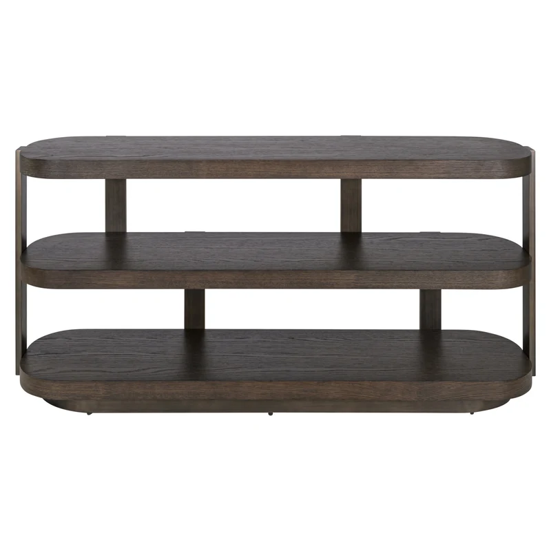 Konsole braun Eiche furniert, Konsole oval braun, Wandtisch braun, Breite 160 cm