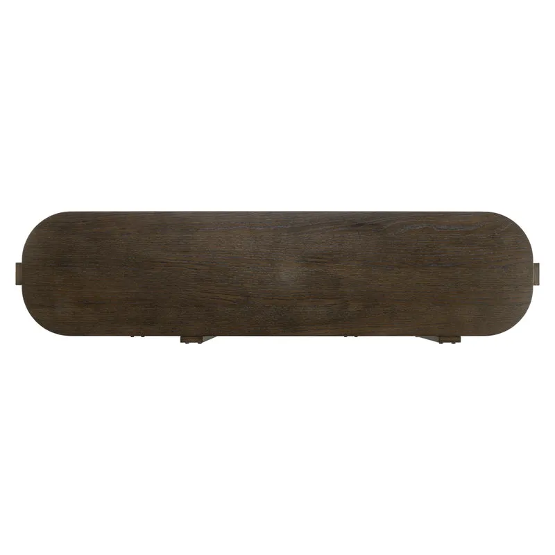 Konsole braun Eiche furniert, Konsole oval braun, Wandtisch braun, Breite 160 cm