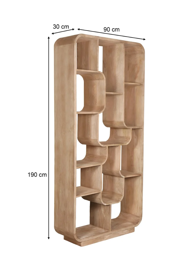 Bücherregal Naturholz-braun, Regal braun Holz massiv, Breite 90 cm