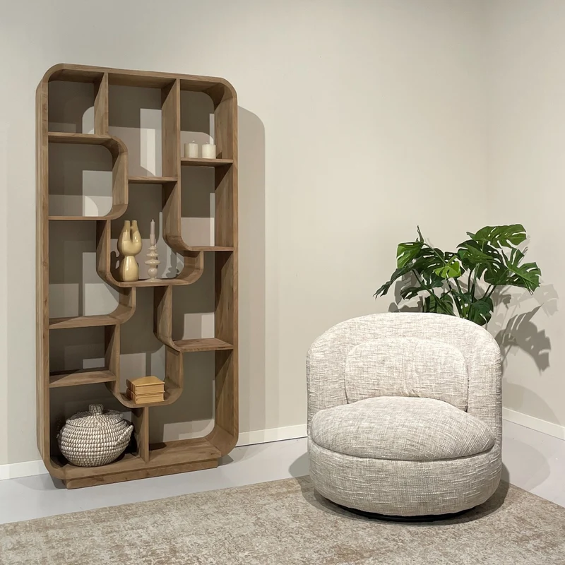 Bücherregal Naturholz-braun, Regal braun Holz massiv, Breite 90 cm