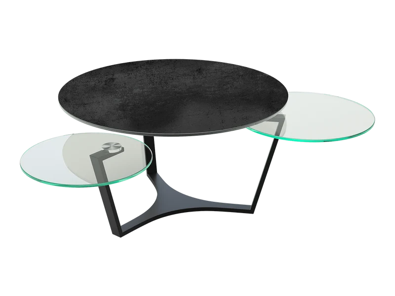 Couchtisch anthrazit Keramik-Glas, runder Keramik Couchtisch Keramik