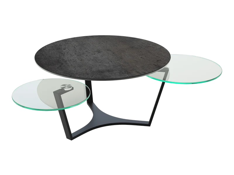 Couchtisch rund Keramik-Glas, runder Keramik Couchtisch braun
