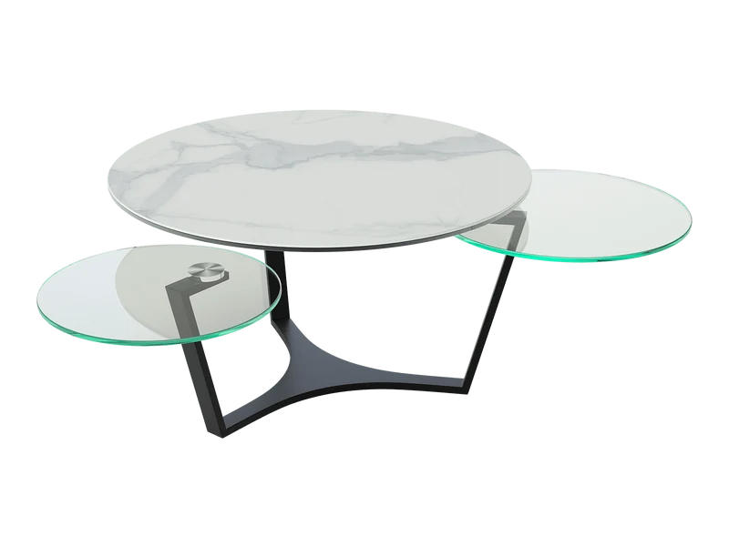 Couchtisch rund Keramik-Glas, runder Keramik Couchtisch weiß
