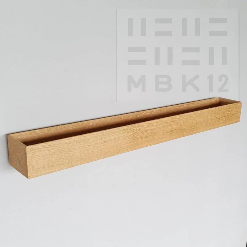schmale Wandkonsole massive Eiche natur 96cm vier Tabletts