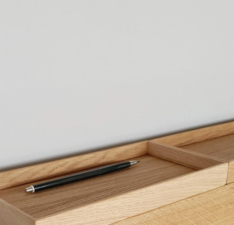 schmale Wandkonsole massive Eiche natur 60cm zwei Tabletts