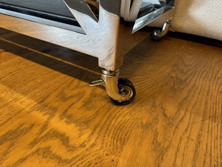 Konsole auf Räder Silber, Wandtisch Glas-Metall Silber, Breite 150 Euro