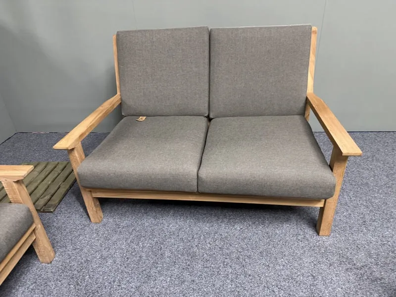 Gartensofa Holz, Gartensofa Teak Naturholz, Breite 124 cm