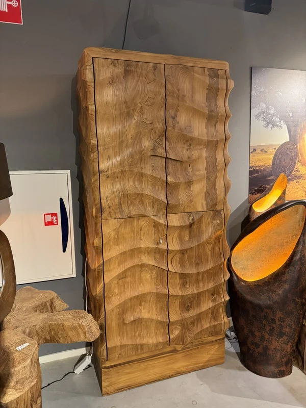 Sideboard Wave Holz, Anrichte Teak-Holz, Breite 150 cm
