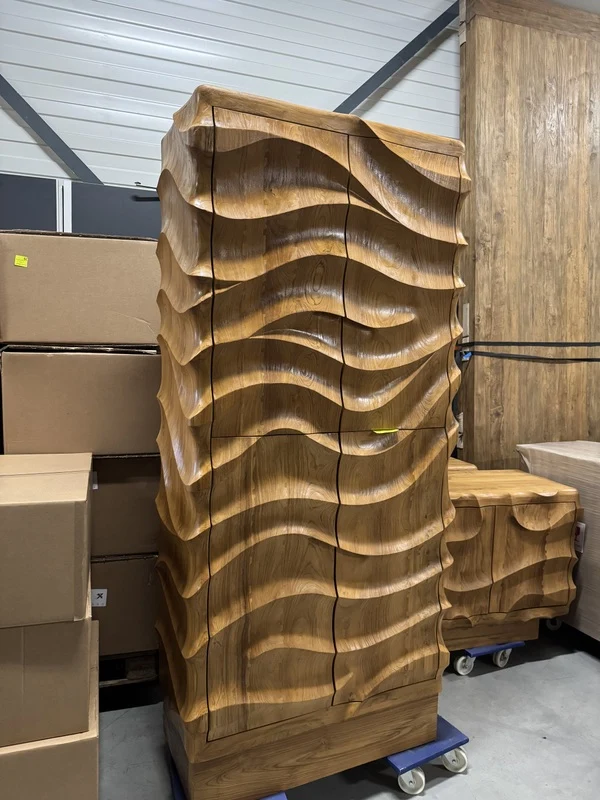 Wohnzimmerschrank Wave Holz, Schrank Holz, Breite 100 cm