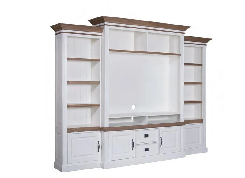TV Schrank weiß Landhaus, Fernsehschrank weiß Landhaus, Breite 302 cm