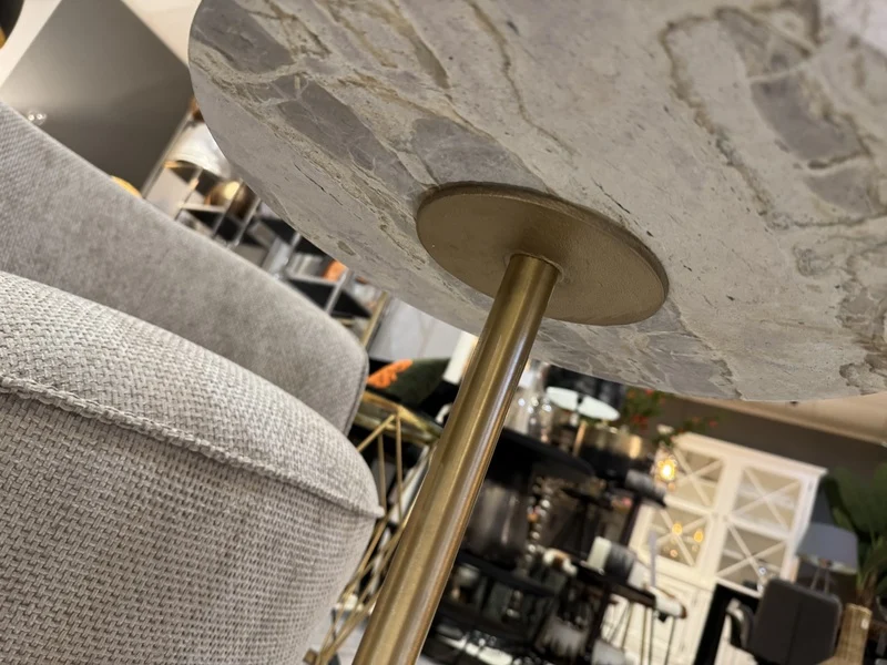 Beistelltisch rund Marmor, runder Beistelltisch Gold-beige Marmor, Höhe 55 cm