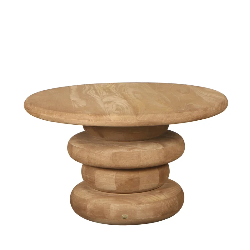 Beistelltisch rund Holz massiv, runder Beistelltisch Holz, Durchmesser 70 cm