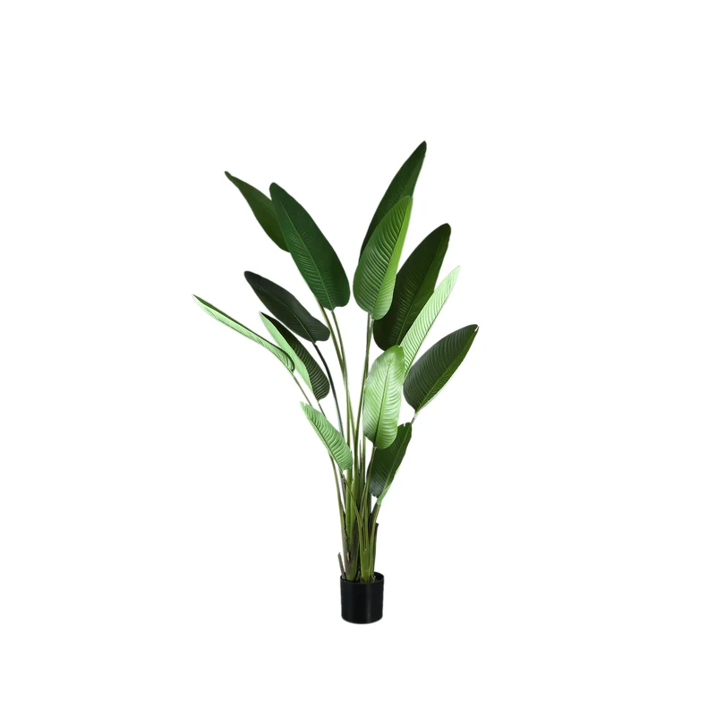 Künstlicher Bananenbaum XL, Deko-Bananenpflanze grün, Kunstpflanze Bananenstaude grün, Höhe 235 cm