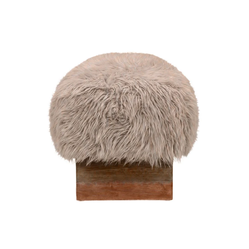 Sitzbank braun Felloptik, Bettbank braun Schaffelloptik, Bank braun Schafsfell-Optik, Länge 90 cm