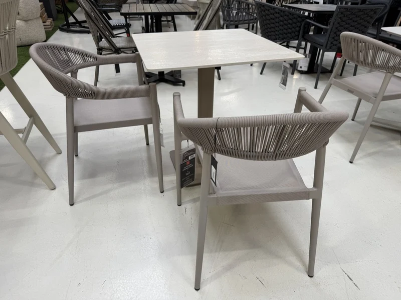 Bistrotisch outdoor, Garten-Bistrotisch beige-taupe, Maße 70x70 cm