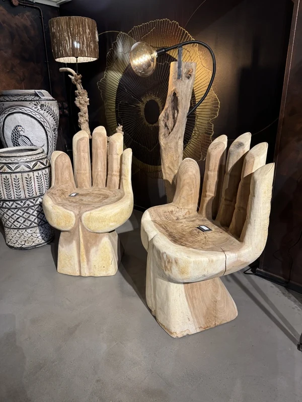 Stuhl Hand Holz handgeschnitzt, Gartenstuhl Holz Teak Naturholz