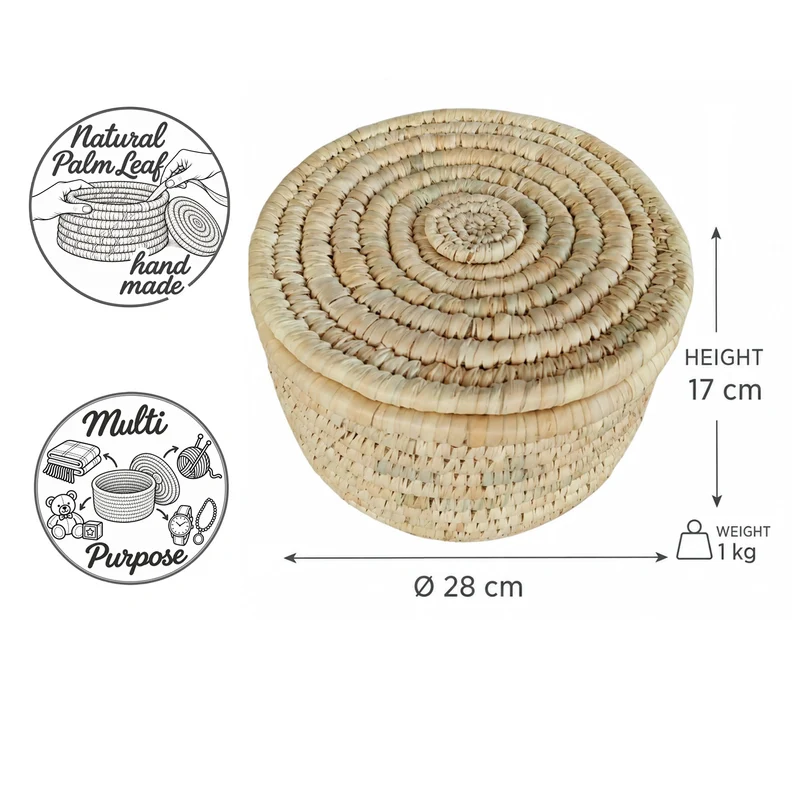 Aufbewahrungskorb mit Deckel – rund, Ø 28 cm