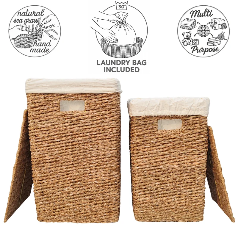 Aufbewahrungskorb mit Deckel – 2er-Set: 50 & 90 L