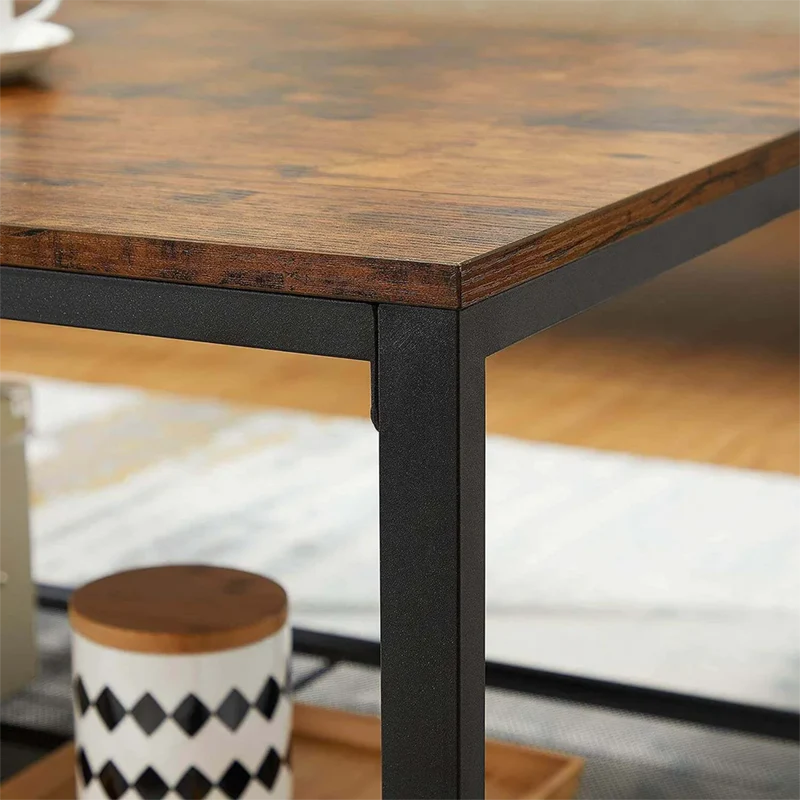 Couchtisch, Wohnzimmertisch, Holz & schwarzes Metall, stabil & langlebig, Couch Tisch für Wohnzimmer & Sofa, moderner Industrial Stil Indie