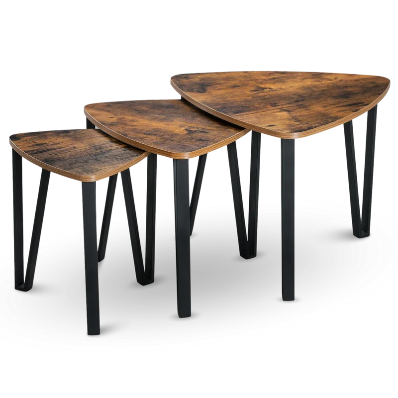 Couchtisch, Wohnzimmertisch, Holz & schwarzes Metall, stabil & langlebig, Couch Tisch für Wohnzimmer & Sofa, moderner Industrial Stil Indie