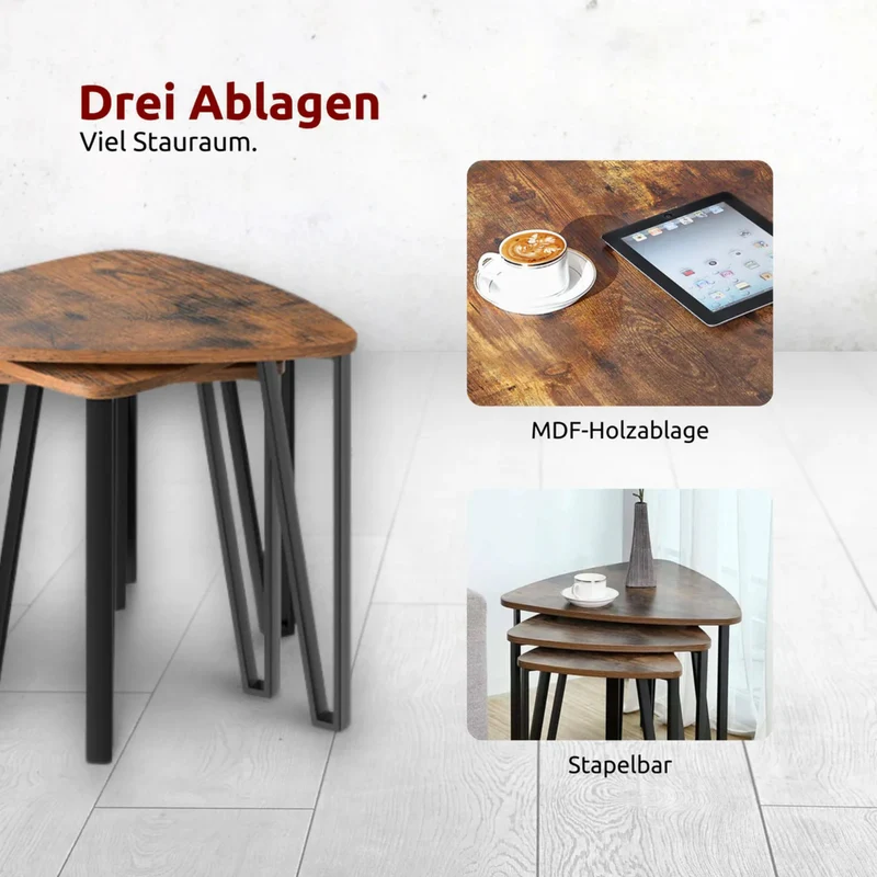 Couchtisch, Wohnzimmertisch, Holz & schwarzes Metall, stabil & langlebig, Couch Tisch für Wohnzimmer & Sofa, moderner Industrial Stil Indie