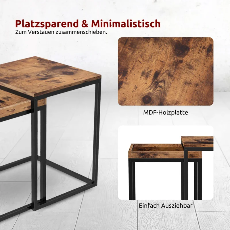 Couchtisch, Wohnzimmertisch, Holz & schwarzes Metall, stabil & langlebig, Couch Tisch für Wohnzimmer & Sofa, moderner Industrial Stil Indie