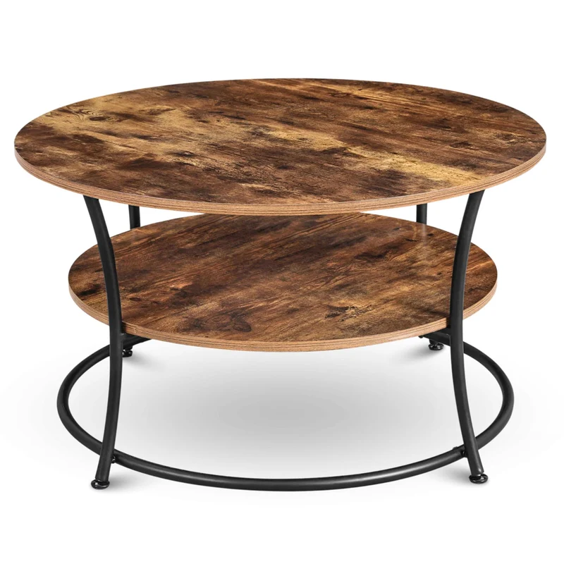 Couchtisch, Wohnzimmertisch, Holz & schwarzes Metall, stabil & langlebig, Couch Tisch für Wohnzimmer & Sofa, moderner Industrial Stil Indie