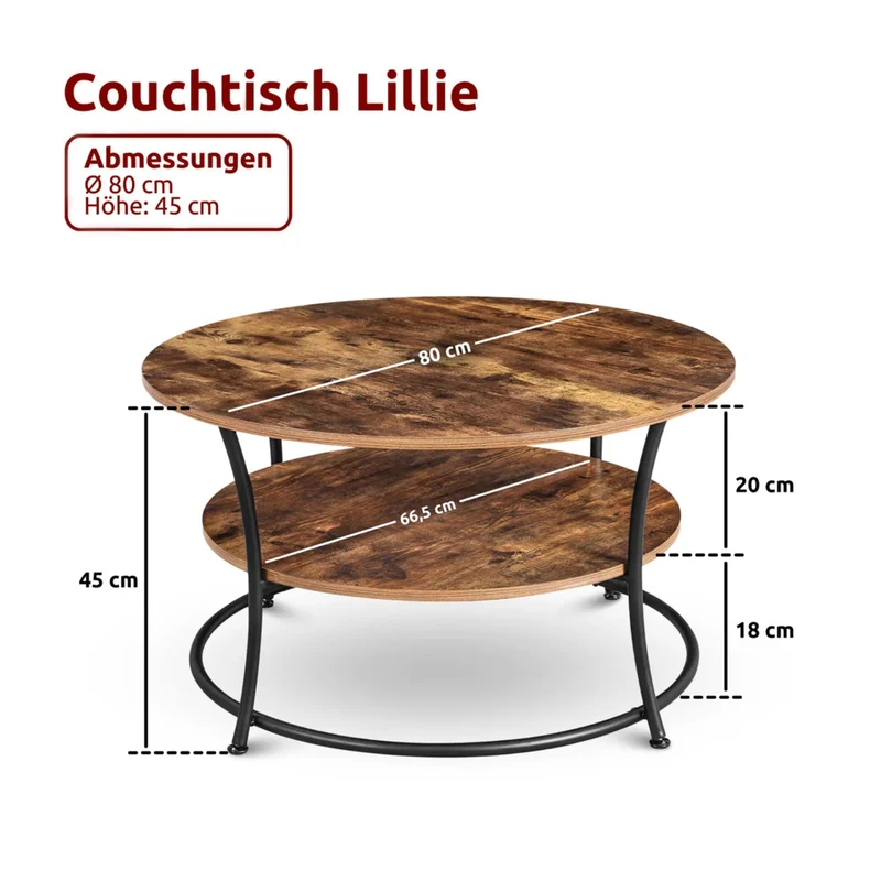Couchtisch, Wohnzimmertisch, Holz & schwarzes Metall, stabil & langlebig, Couch Tisch für Wohnzimmer & Sofa, moderner Industrial Stil Indie