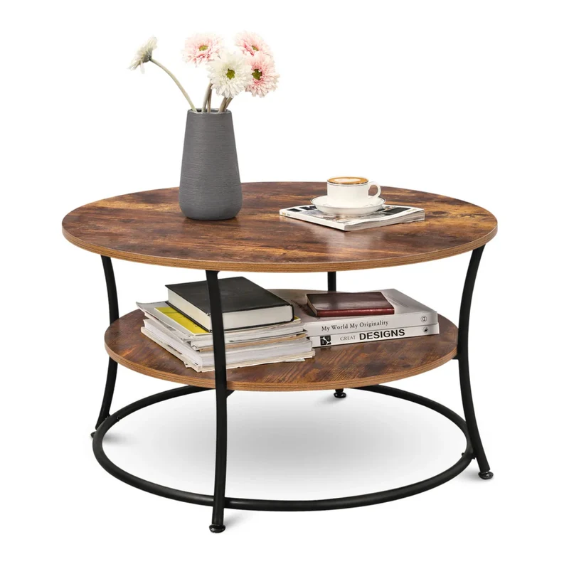 Couchtisch, Wohnzimmertisch, Holz & schwarzes Metall, stabil & langlebig, Couch Tisch für Wohnzimmer & Sofa, moderner Industrial Stil Indie