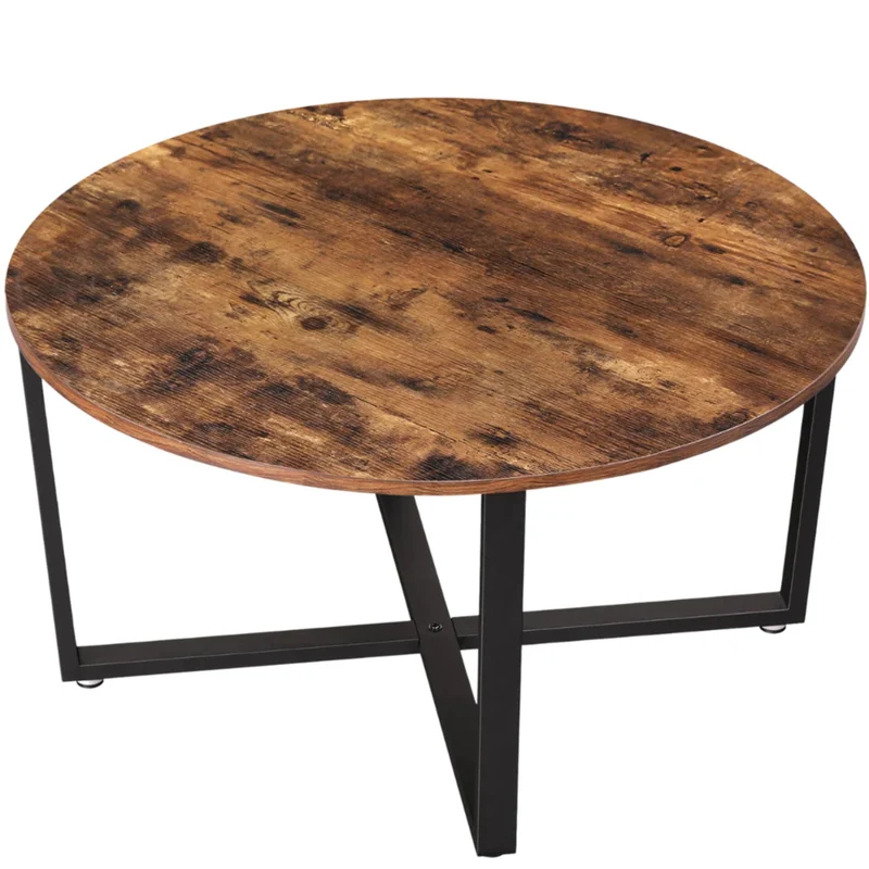 Couchtisch, Wohnzimmertisch, Holz & schwarzes Metall, stabil & langlebig, Couch Tisch für Wohnzimmer & Sofa, moderner Industrial Stil Indie
