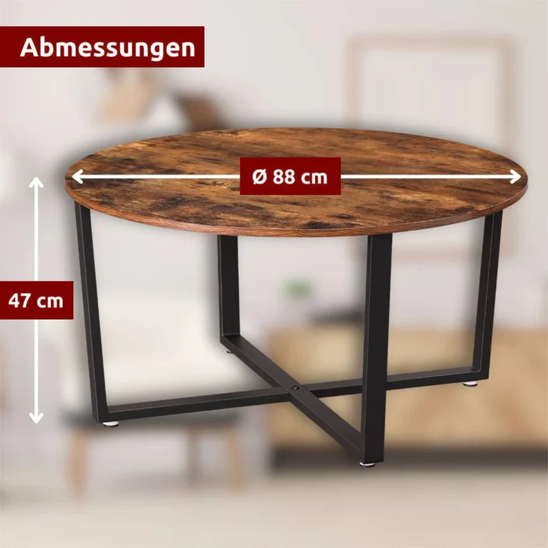 Couchtisch, Wohnzimmertisch, Holz & schwarzes Metall, stabil & langlebig, Couch Tisch für Wohnzimmer & Sofa, moderner Industrial Stil Indie