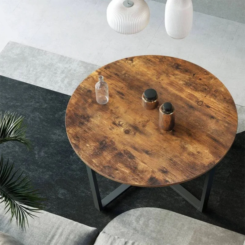 Couchtisch, Wohnzimmertisch, Holz & schwarzes Metall, stabil & langlebig, Couch Tisch für Wohnzimmer & Sofa, moderner Industrial Stil Indie