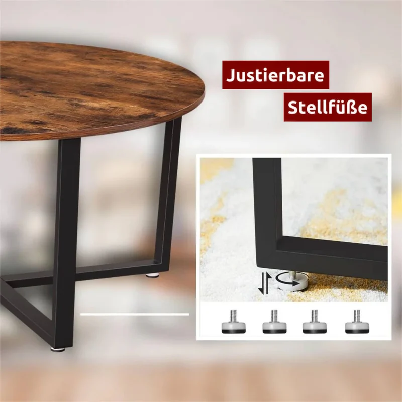 Couchtisch, Wohnzimmertisch, Holz & schwarzes Metall, stabil & langlebig, Couch Tisch für Wohnzimmer & Sofa, moderner Industrial Stil Indie