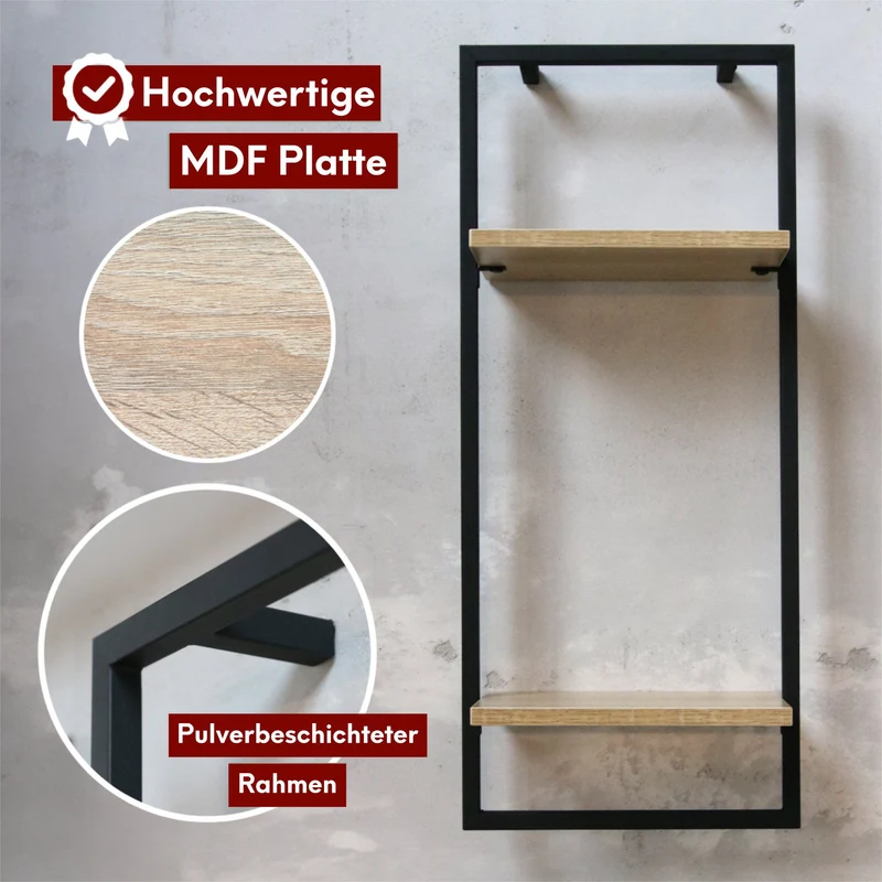 Wandregal mit Rahmen MDF Sonoma High