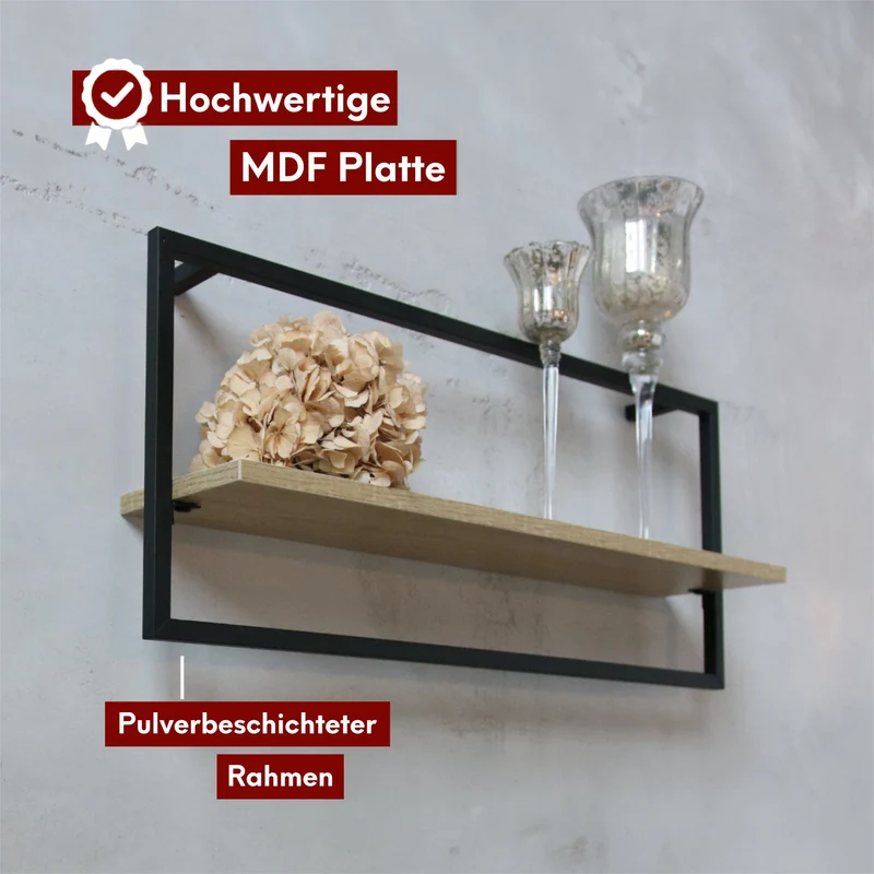 Wandregal mit Rahmen MDF Sonoma High
