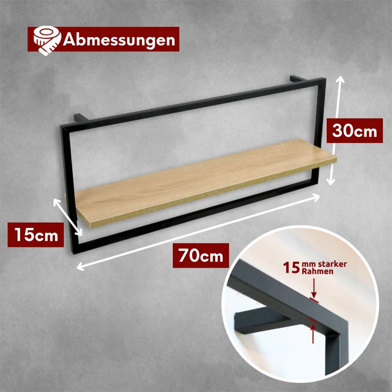 Wandregal mit Rahmen MDF Sonoma High